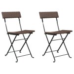 Vidaxl chaises de bistrot pliantes 2pcs marron r�sine tress�e et acier