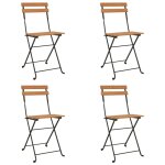 Vidaxl chaises de bistrot pliantes 4 pcs bois de teck solide et acier