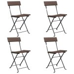 Vidaxl chaises de bistrot pliantes 4pcs marron r�sine tress�e et acier