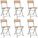 Vidaxl chaises de bistrot pliantes 6 pcs bois de teck solide et acier