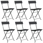Vidaxl chaises de bistrot pliantes 6 pcs noir résine tressée et acier Vidaxl chaises de bistrot pliantes 6 pcs noir résine tressée et acier