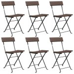 Vidaxl chaises de bistrot pliantes 6pcs marron r�sine tress�e et acier