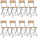 Vidaxl chaises de bistrot pliantes 8 pcs bois de teck solide et acier