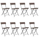 Vidaxl chaises de bistrot pliantes 8pcs marron r�sine tress�e et acier