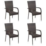 Vidaxl chaises empilables d'ext�rieur 4 pcs r�sine tress�e marron