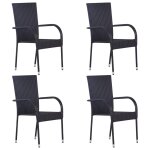 Vidaxl chaises empilables d'extérieur 4 pcs résine tressée noir Vidaxl chaises empilables d'extérieur 4 pcs résine tressée noir