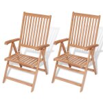 Vidaxl chaises inclinables de jardin lot de 2 bois de teck solide