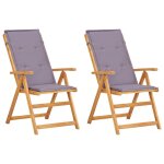 Vidaxl chaises inclinables de jardin lot de 2 bois solide d'acacia