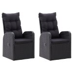 Vidaxl chaise inclinable de jardin 2pc et coussins r�sine tress�e noir