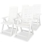 Vidaxl chaises inclinables de jardin lot de 4 plastique blanc