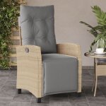 Vidaxl chaise inclinable de jardin et repose - pied mlange beige rotin