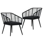Vidaxl chaises de jardin lot de 2 avec coussins r�sine tress�e noir