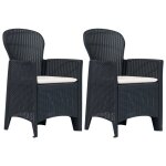 Vidaxl chaises de jardin lot de 2 avec coussin anthracite plastique Vidaxl chaises de jardin lot de 2 avec coussin anthracite plastique