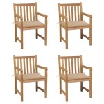 Vidaxl chaises de jardin lot de 4 et coussins beige bois teck solide