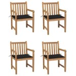 Vidaxl chaises de jardin lot de 4 et coussins noir bois de teck solide
