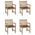 Vidaxl chaises de jardin lot de 4 et coussins taupe bois teck solide