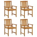 Vidaxl chaises de jardin 4 pcs bois d'acacia solide