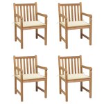 Vidaxl chaises de jardin 4 pcs avec coussins cr�me bois de teck solide