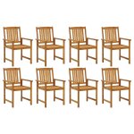 Vidaxl chaises de jardin 8 pcs bois d'acacia solide