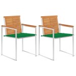 Vidaxl chaises de jardin avec coussins 2 pcs acacia solide et acier