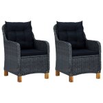 Vidaxl chaises de jardin avec coussins 2 pcs r�sine tress�e gris fonc�
