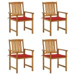 Vidaxl chaises de jardin avec coussins lot de 4 bois d'acacia massif