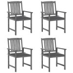 Vidaxl chaises de jardin et coussins lot de 4 gris bois acacia massif