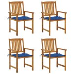 Vidaxl chaises de jardin avec coussins 4 pcs bois d'acacia massif