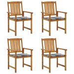 Vidaxl chaises de jardin avec coussins 4 pcs bois d'acacia massif