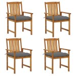 Vidaxl chaises de jardin avec coussins 4 pcs bois d'acacia massif