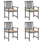 Vidaxl chaises de jardin avec coussins 4 pcs gris bois d'acacia massif