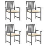 Vidaxl chaises de jardin avec coussins 4 pcs gris bois d'acacia massif