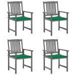 Vidaxl chaises de jardin avec coussins 4 pcs gris bois d'acacia massif