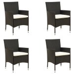 Vidaxl chaises de jardin avec coussins 4 pcs rsine tresse noir
