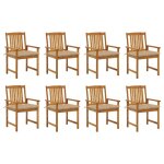 Vidaxl chaises de jardin avec coussins 8 pcs bois d'acacia solide