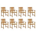Vidaxl chaises de jardin avec coussins 8 pcs bois d'acacia solide