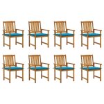 Vidaxl chaises de jardin avec coussins 8 pcs bois d'acacia solide