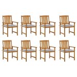 Vidaxl chaises de jardin avec coussins 8 pcs bois d'acacia solide