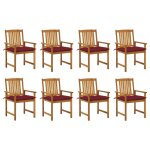 Vidaxl chaises de jardin avec coussins 8 pcs bois d'acacia solide