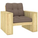 Vidaxl chaise de jardin avec coussins taupe bois de pin impr�gn�