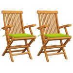 Vidaxl chaises de jardin avec coussins vert vif 2 pcs bois de teck Vidaxl chaises de jardin avec coussins vert vif 2 pcs bois de teck