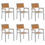 Vidaxl chaises de jardin empilables 6 pcs gris acier et bois d'acacia massif