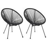 Vidaxl chaises de jardin en forme de lune 2 pcs rotin noir