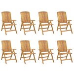 Vidaxl chaises de jardin inclinables 8 pcs bois de teck solide