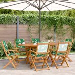 Vidaxl chaises de jardin pliantes lot de 6 vert tissu et bois massif