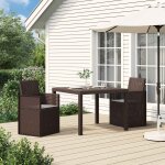 Vidaxl chaises de jardin salle a manger 2 pcs marron et gris clair pp