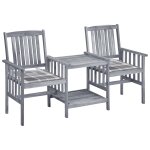 Vidaxl chaises de jardin avec table  th et coussins acacia solide