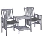 Vidaxl chaises de jardin avec table a th et coussins acacia solide