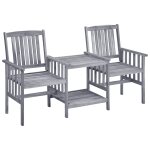 Vidaxl chaises de jardin avec table a th� et coussins acacia solide