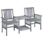 Vidaxl chaises de jardin avec table a th� et coussins acacia solide